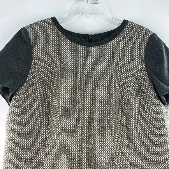 Talbots Tweed Metallic Wool Blend Short Sleeve Shift Dress Lined Size 12 Gray - Picture 4 of 16